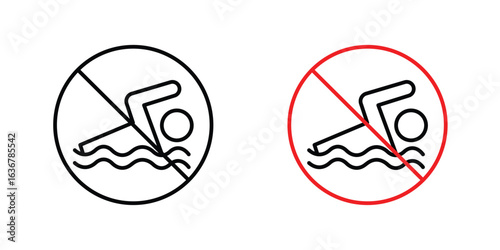 No swimming sign pack. vector glyph flat icons