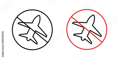 No plane signs. Illustration of outline icons