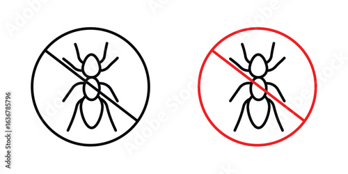 No parasitic insects signs. Illustration of outline icons