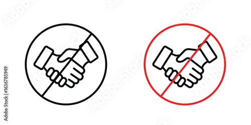No handshake signs. Illustration of outline icons