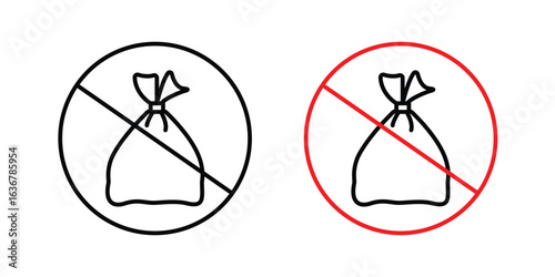 No garbage signs. Illustration of outline icons