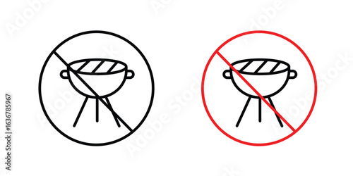 No grill signs. Illustration of outline icons