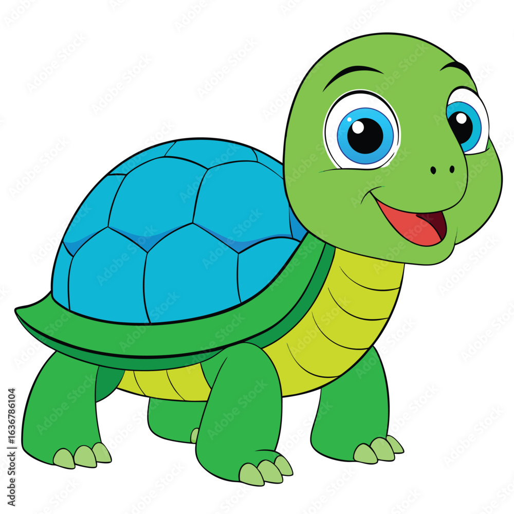Fototapeta premium Cute cartoon turtle isolated on white background