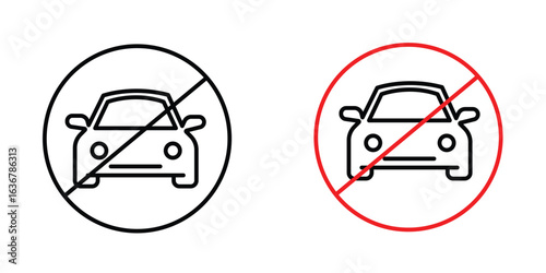 No cars signs. Illustration of outline icons