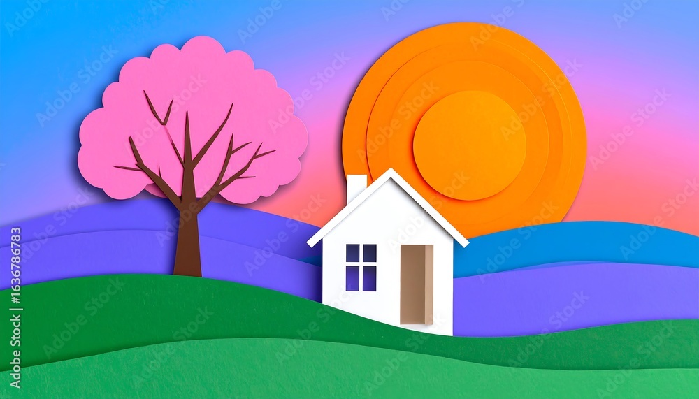 Fototapeta premium Simple Papercut Landscape