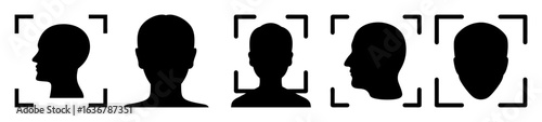 Black and white image showing multiple head silhouettes in scanning frames