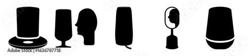 Abstract Silhouettes of Objects and Faces in Black and White Design