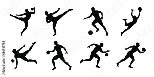 Vector art of dynamic collection of athletes playing sports, isolated on white background