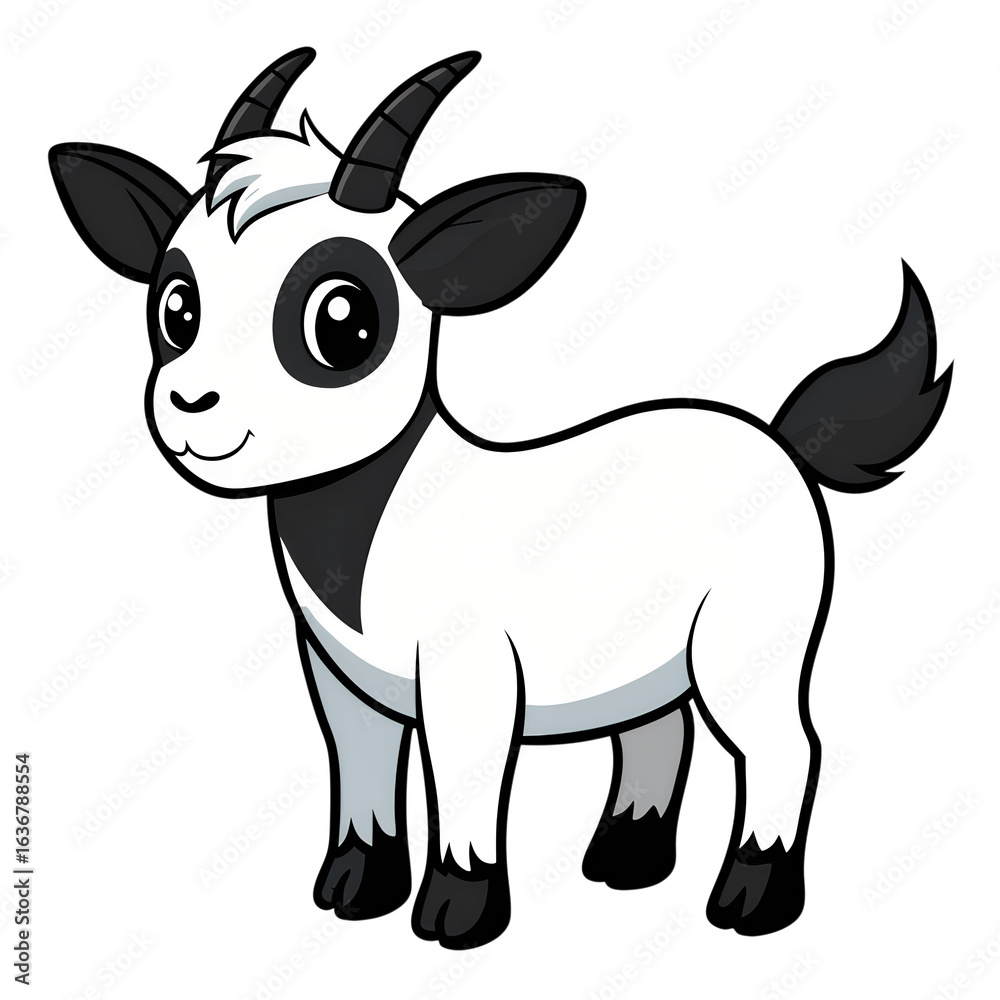 Naklejka premium goat on a white background , Goat Farm Animal Outline, vector illustration of a cartoon sheep