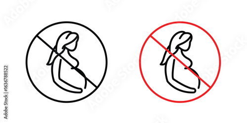 Forbidden pregnant icons. Illustration of outline icons