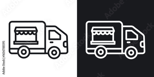 Food truck icons. Illustration of outline icons