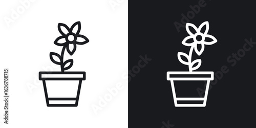Flowerpot icons. Illustration of outline icons