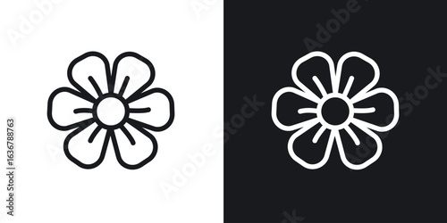 Flax flower icons. Illustration of outline icons