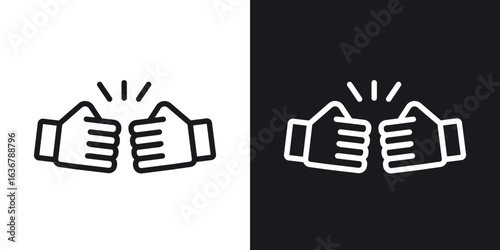 Fist bump icons. Illustration of outline icons