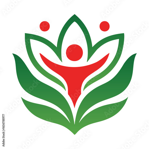 Human-Nature Harmony ? Abstract Green and Red Vector Logo.eps