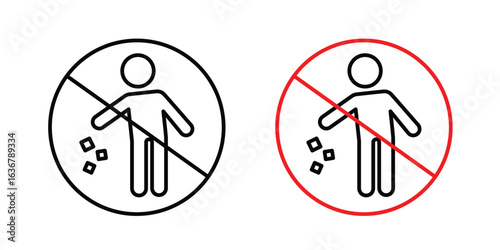 Do not litter signs. Illustration of outline icons