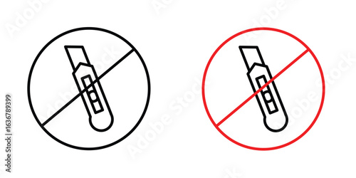 Do not cut signs. Illustration of outline icons