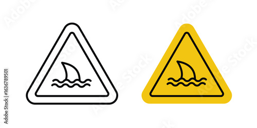 Danger of shark signs. Illustration of outline icons