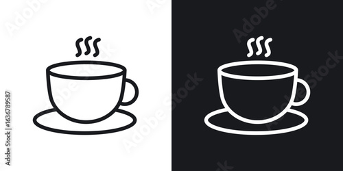 Cup of coffee icons. Illustration of outline icons