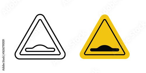 Caution speed Ramps signs. Illustration of outline icons