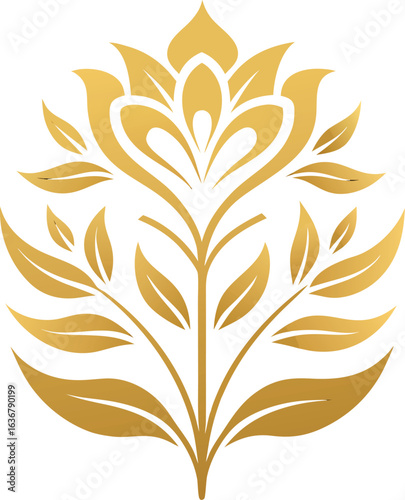 lustrous gold botanical pattern radiating flowers