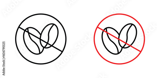 Caffeine free icons. Illustration of outline icons