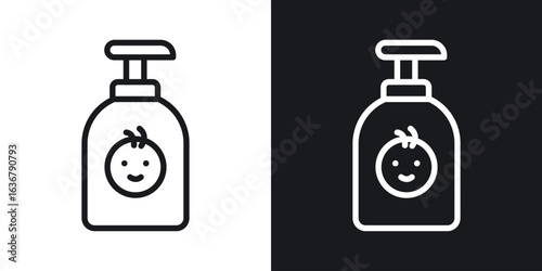 Baby shampoo icons. Illustration of outline icons