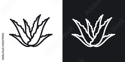 Aloe vera icons. Illustration of outline icons