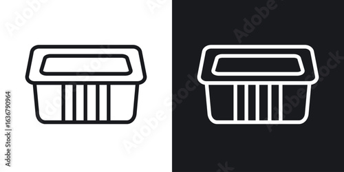 Aluminum foil food container icons. Illustration of outline icons