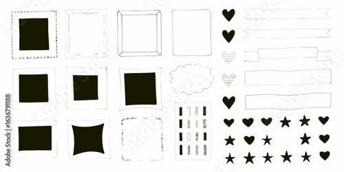 Hand drawn decorative elements for scrapbooking and design