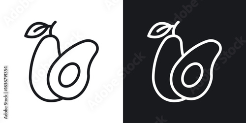 Avocado icons. Illustration of outline icons