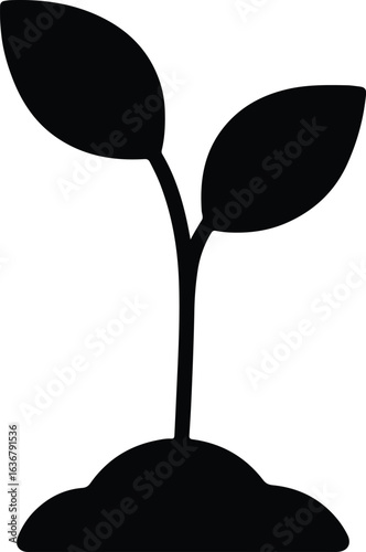 Silhouette plant seedling in soil sprouting new life vector illustrator
