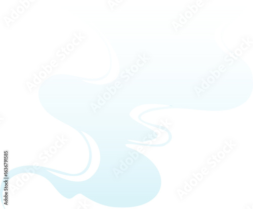 Abstract flowing light blue wisps and curves against a white background, suggesting gentle movement or ethereal mist.