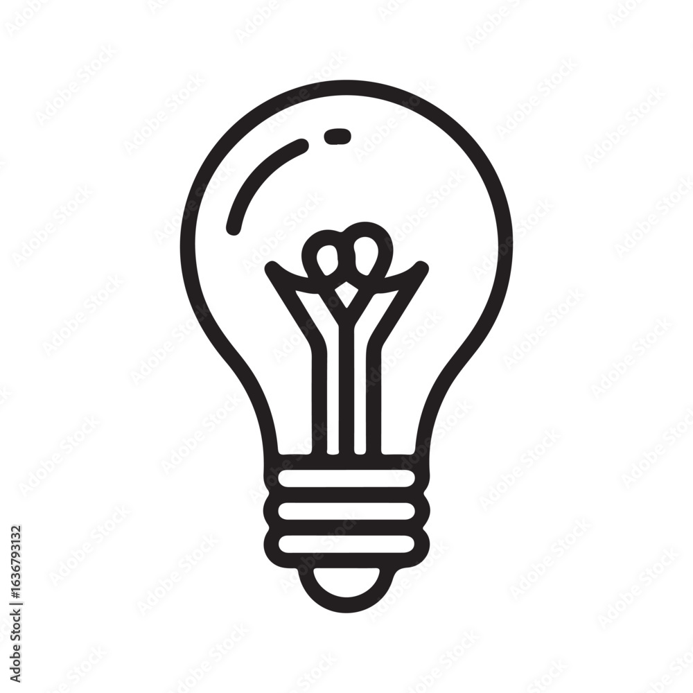 Minimalist Light Bulb Line Icon – Black and White Idea Symbol Vector Illustration Minimalist Light Bulb Line Icon – Black and White Idea Symbol Vector Illustration