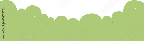 Stylized illustration of light green, rounded bushes or shrubs against a white background, creating a simple, nature-inspired design.