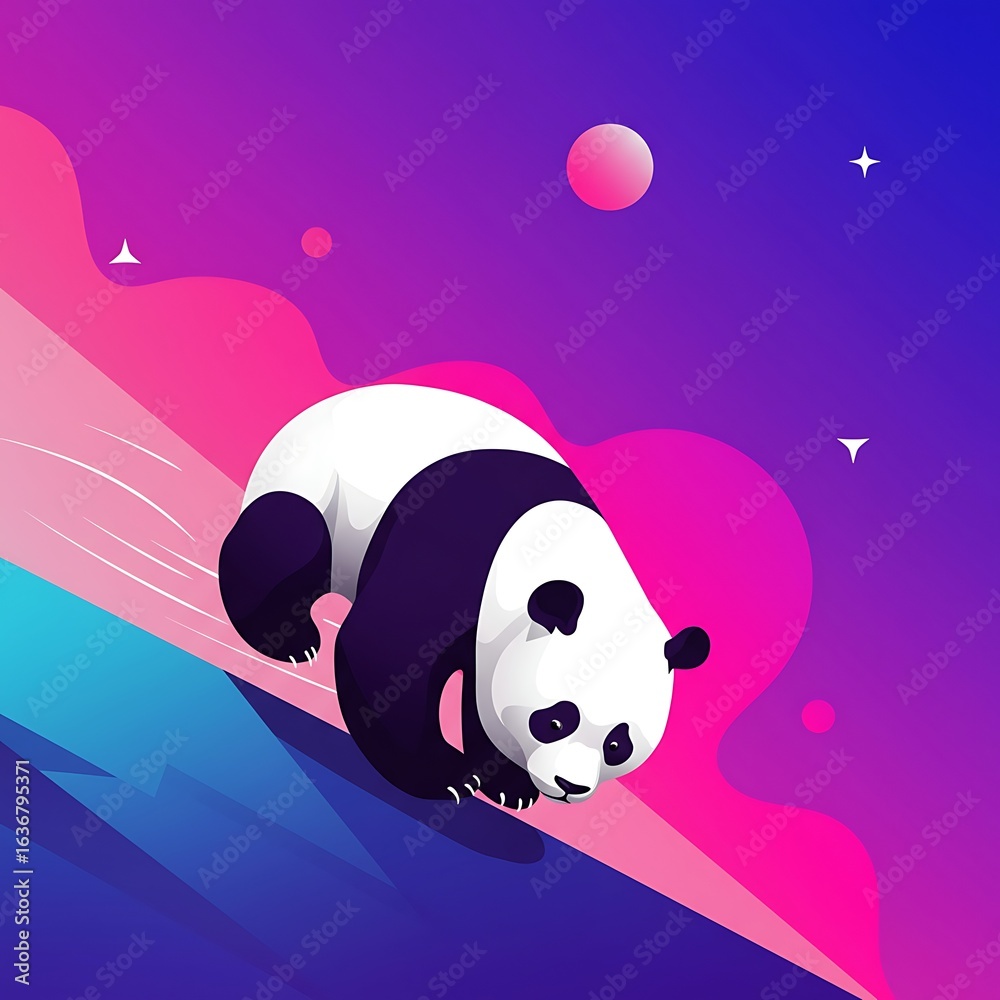 Naklejka premium A Panda Bear in an Abstract Background
