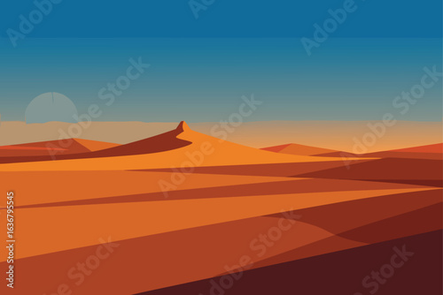 a desert plain with long shadows in the evening light