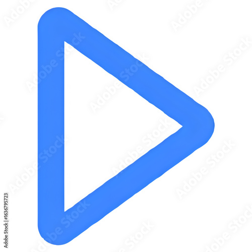 A simple, blue, rounded-corner play button icon, isolated on white.