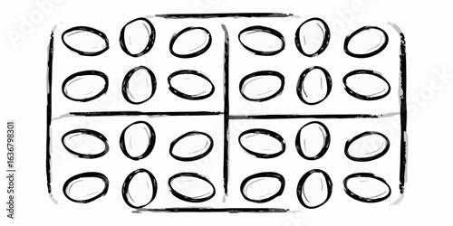 Hand drawn dominoes with multiple oval shapes
