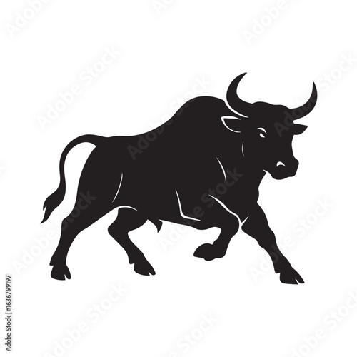 vector illustration cow of a bull silhouette 