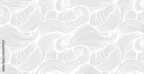 hand drawn abstract  pattern print, ocean waves, simple modern design wallpaper.