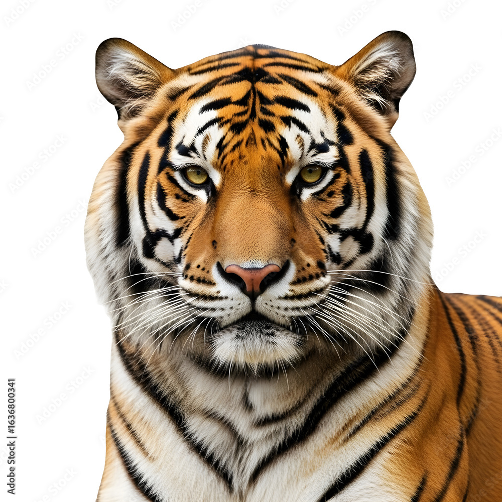 Fototapeta premium white tiger portrait isolated in white background png.hd