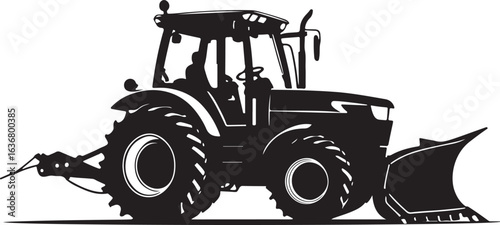 Combine Harvester Silhouette Vector Illustration