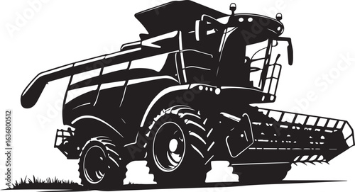 Combine Harvester Silhouette Vector Illustration