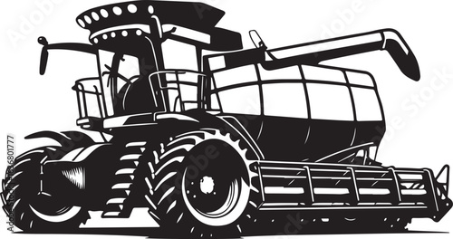 Combine Harvester Silhouette Vector Illustration