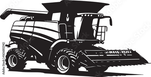 Combine Harvester Silhouette Vector Illustration