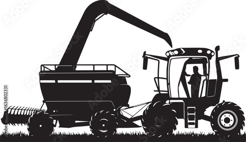 Combine Harvester Silhouette Vector Illustration