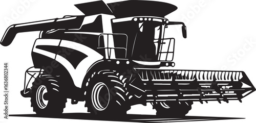 Combine Harvester Silhouette Vector Illustration