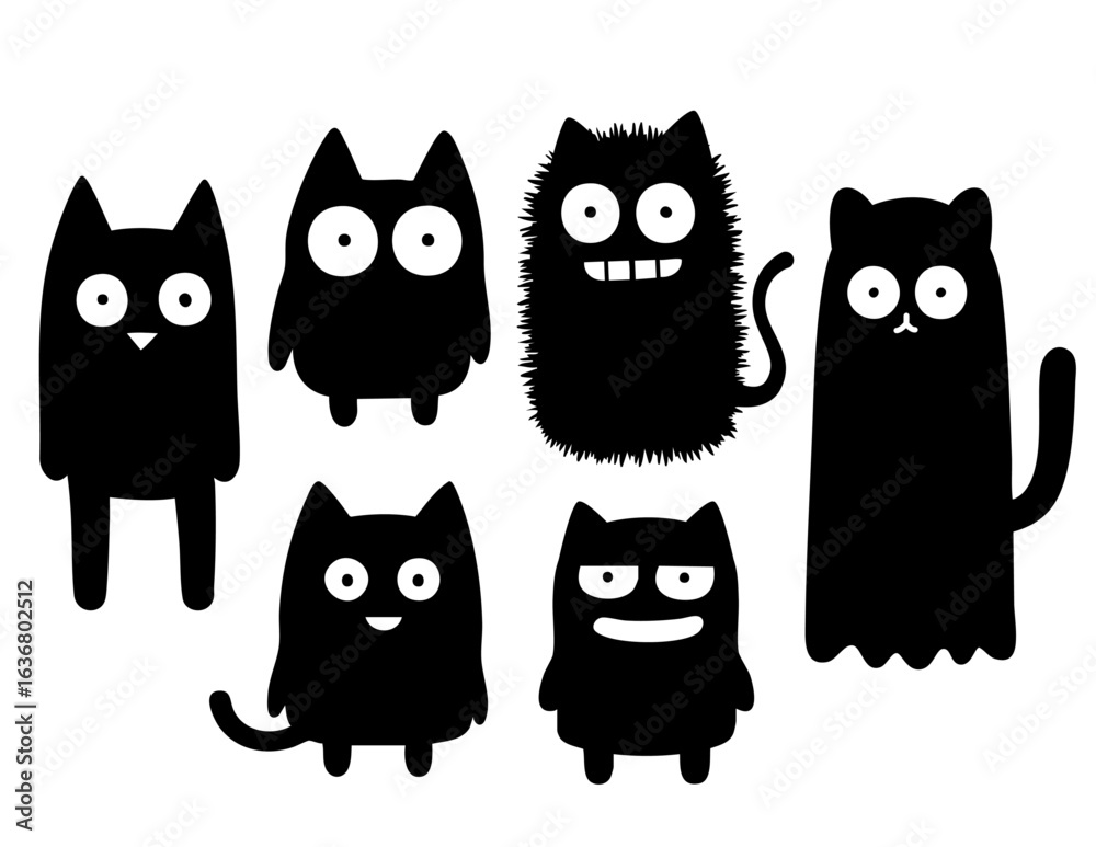 Fototapeta premium cute Black Cat cartoon Icon set