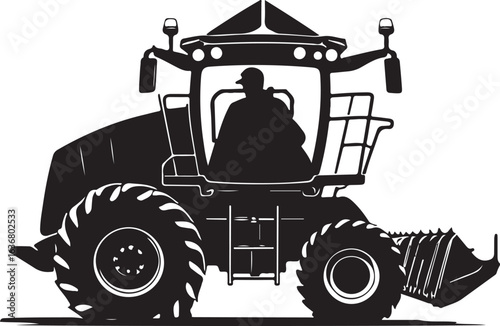 Combine Harvester Silhouette Vector Illustration